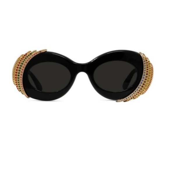 Loewe LW4142IS 01A 47 CURVY Shiny Black Gold Sunglasses LW4142IS